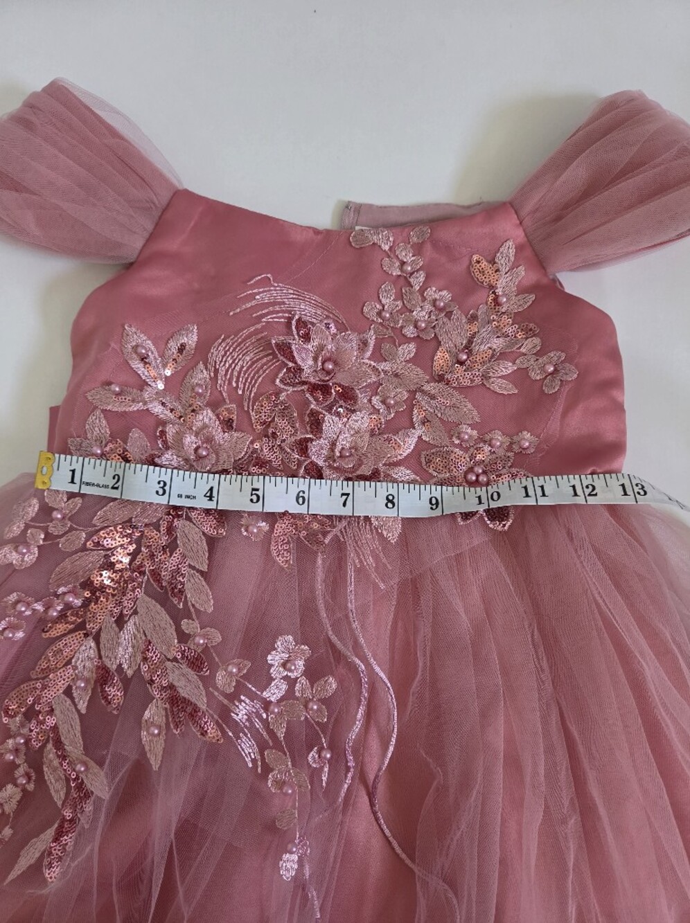 Girls 6T Ball Gown Flower girl Wedding dress formal dress pink embroidery floral - Picture 11 of 13